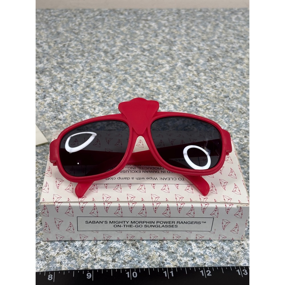 Saban Mighty Morphin Power Rangers Sunglasses Kids Red Vintage 90s Box Stickers
